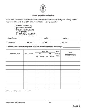 Custom printable graph paper - Updated Vehicle Identification Form - Austin Texas - austintexas