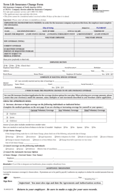 Term Life Insurance Change Form