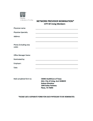 Network Provider Nomination Form