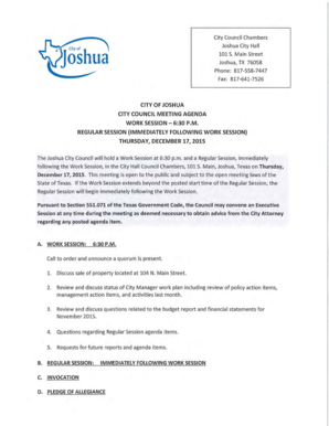 Jp morgan potluck email - City Manager - cityofjoshuatx