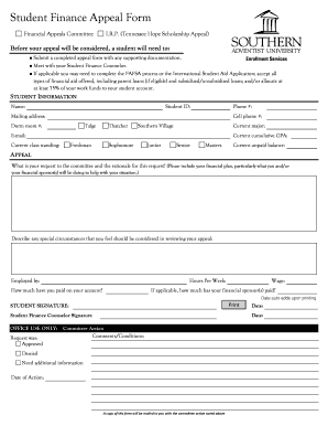 Student Finance Appeal Form