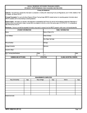 Naval ROTC Student Performance and Counseling Record