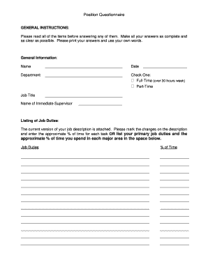 Employee Position Questionnaire