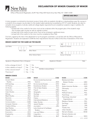 Declaration of Minor Form