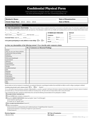 Confidential Physical Form