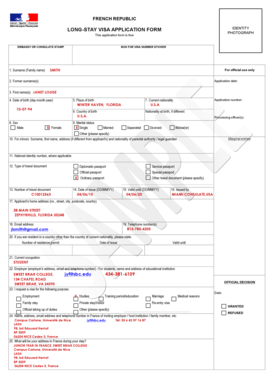 Formulaire de demande de visa de long séjour