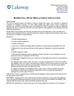Residential HVAC Replacement Application
