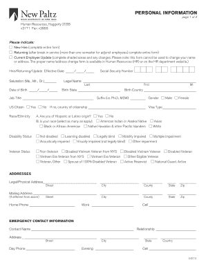 SUNY New Hire Employee Information Form