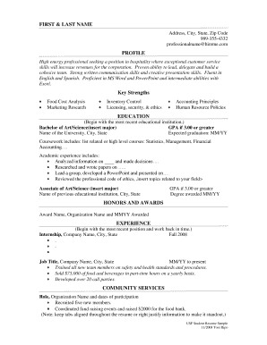 Hospitality Professional Resume Template