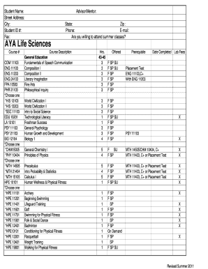 Advisor Student Information Form