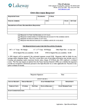 Texas Open Records Request Form