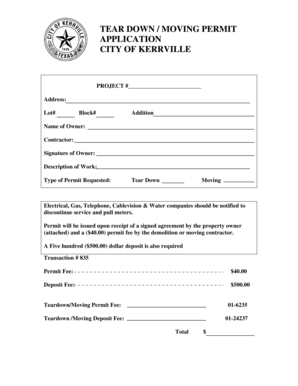 New build budget template - TEAR DOWN MOVING PERMIT APPLICATION CITY OF KERRVILLE - kerrville