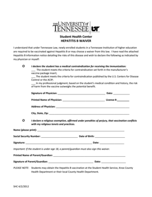 Hepatitis B Waiver Form