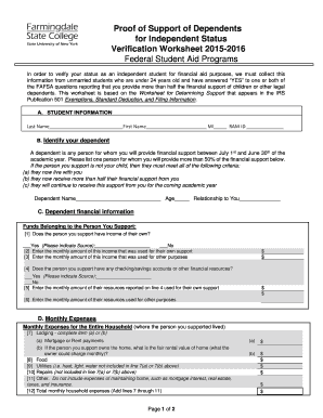 Proof of Support of Dependents for Independent Status