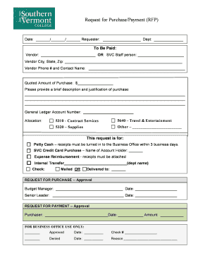 Request for Purchase/Payment Form