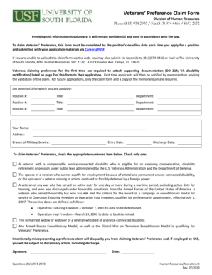 Veterans' Preference Claim Form
