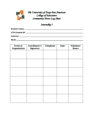 Community Hours Log Sheet