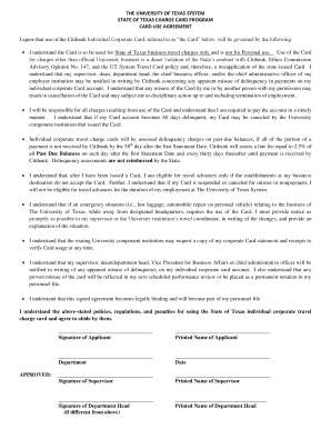 State of Texas Charge Card Use Agreement