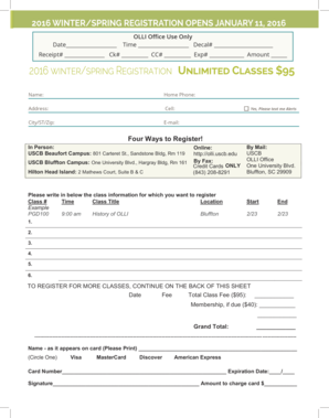 2016 Winter/Spring Registration Form