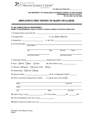 Employer’s First Report of Injury or Illness