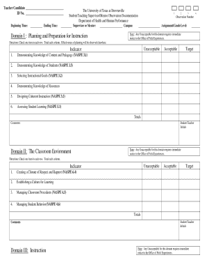 Student Teaching Supervisor Observation Form
