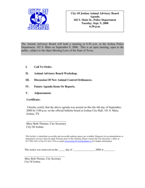 Letter of intent to return to home country sample - Animal control agenda - City of Joshua Texas Administration - cityofjoshuatx