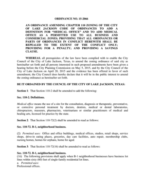 Rough bill format - AN ORDINANCE AMENDING CHAPTER 110 ZONING OF THE CITY - lakejackson-tx