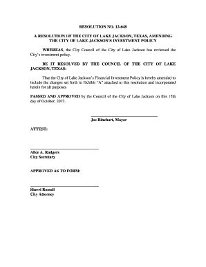 Room condition form - RESOLUTION NO 12-648 A RESOLUTION OF THE CITY OF LAKE - lakejackson-tx