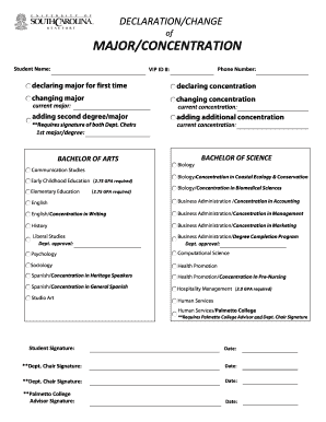 Declaration/Change of Major/Concentration Form