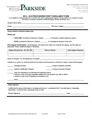 Prior Degree Verification Form