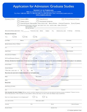 Graduate Studies Application Form