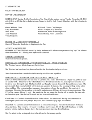 BE IT KNOWN that the Traffic Commission of the City of Lake Jackson met on Tuesday November 12, 2013 - lakejackson-tx