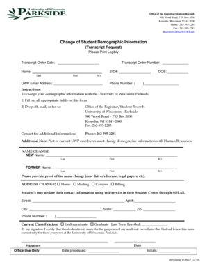 Change of Student Demographic Information Form