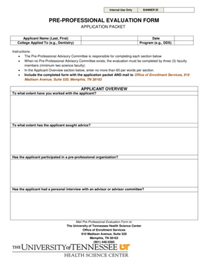 Pre-Professional Evaluation Form
