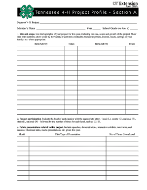 4-H Project Report Form