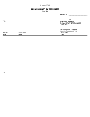 University of Tennessee Invoice