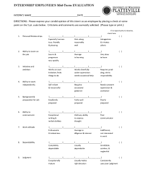 Internship Employer Mid-Term Evaluation Form