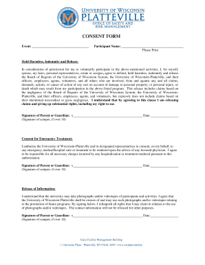 University of Wisconsin-Platteville Event Consent Form