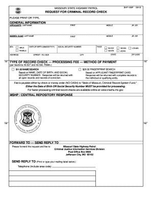 Missouri Criminal Record Check Request