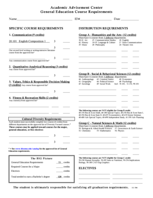 General Education Course Requirements Form