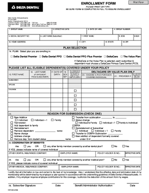 Delta Dental of Massachusetts Enrollment Form