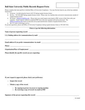 Ball State University Public Records Request Form