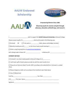 AAUW Endowed Scholarship Donation Form