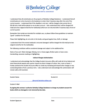 Berkeley College Bookstore Rental Agreement