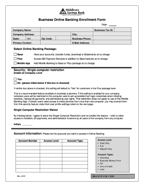 Business Online Banking Enrollment Form