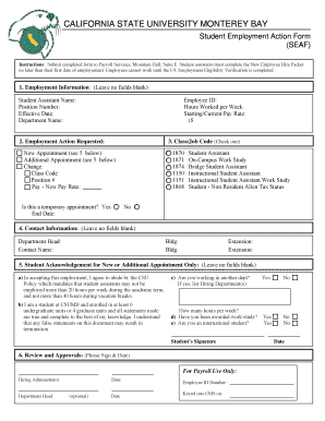 California State University Student Employment Action Form