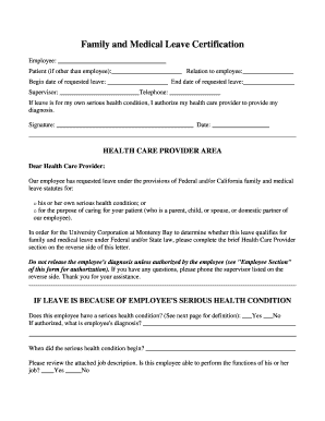 Family and Medical Leave Certification