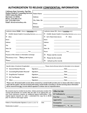 Authorization to Release Confidential Information