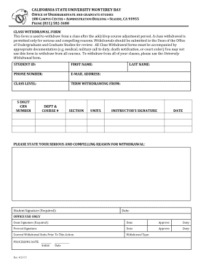 California State University Class Withdrawal Form