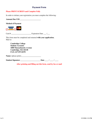 Payment Form for Student Registration